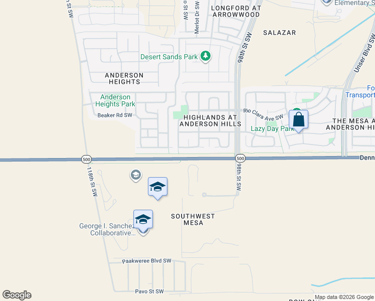 map of restaurants, bars, coffee shops, grocery stores, and more near 10012 Rio Canon Avenue Southwest in Albuquerque