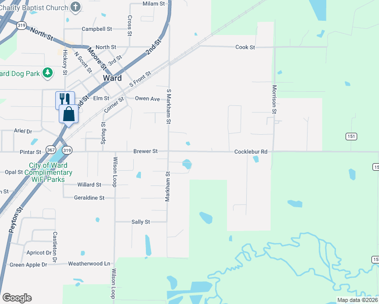 map of restaurants, bars, coffee shops, grocery stores, and more near 571 Brewer Street in Ward