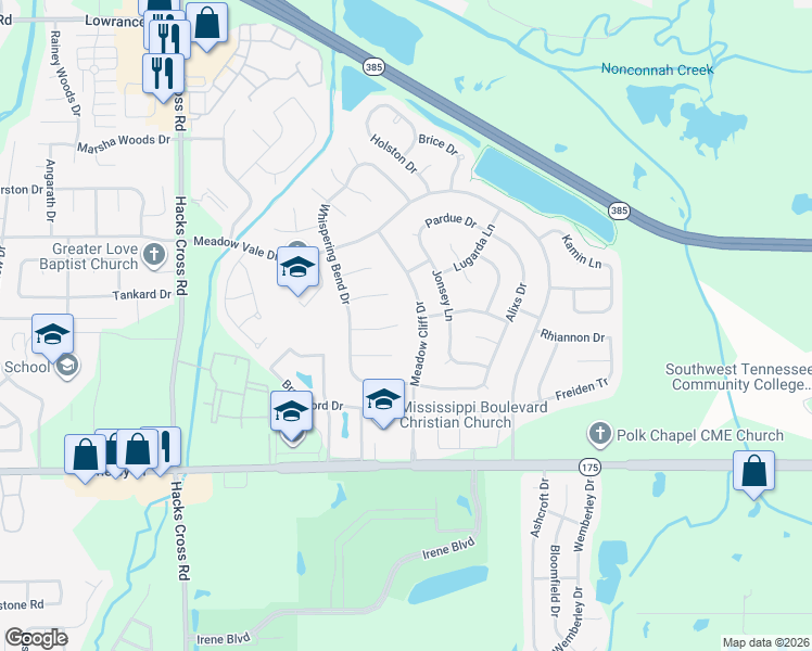 map of restaurants, bars, coffee shops, grocery stores, and more near 8286 Cypress Bend Cove in Memphis