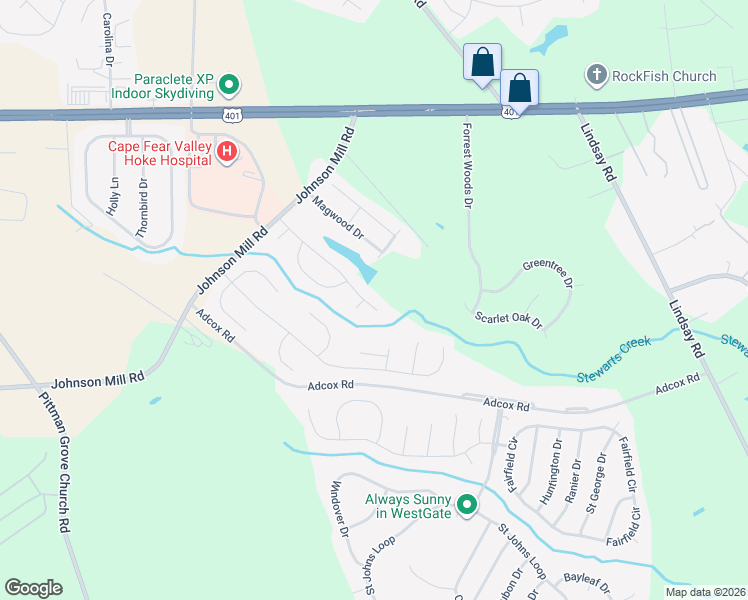 map of restaurants, bars, coffee shops, grocery stores, and more near 413 Boswell Street in Raeford