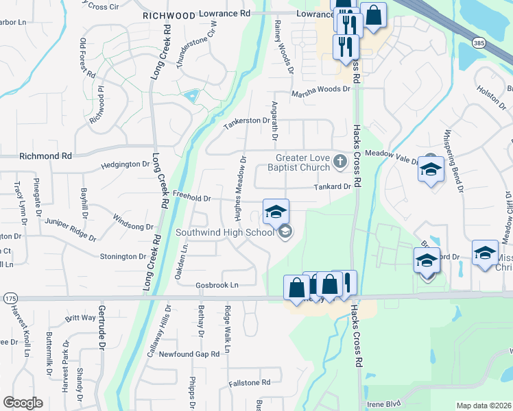 map of restaurants, bars, coffee shops, grocery stores, and more near 7835 Freehold Drive in Memphis