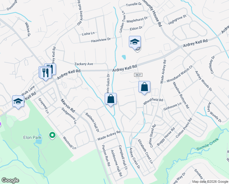 map of restaurants, bars, coffee shops, grocery stores, and more near 9537 Scotland Hall Court in Charlotte