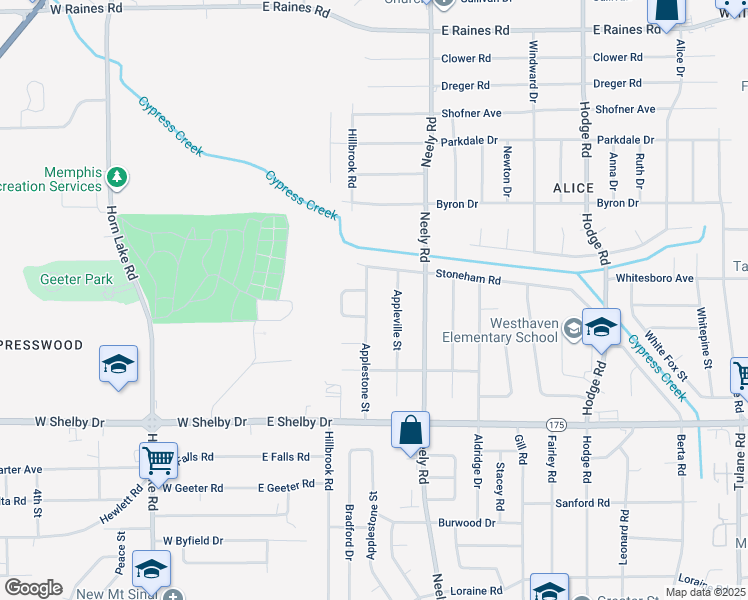 map of restaurants, bars, coffee shops, grocery stores, and more near 4528 Applestone Street in Memphis
