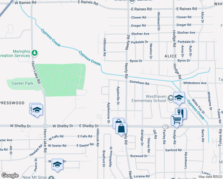 map of restaurants, bars, coffee shops, grocery stores, and more near 4528 Applestone Street in Memphis