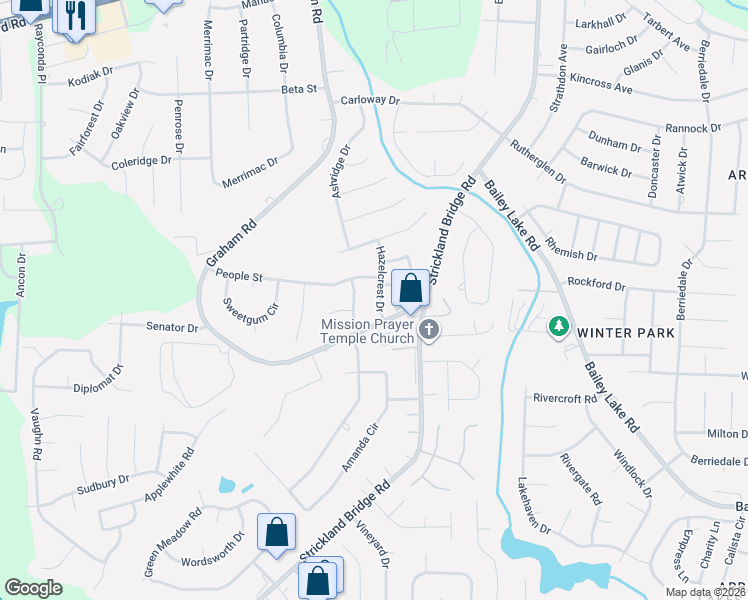 map of restaurants, bars, coffee shops, grocery stores, and more near 1617 Stanhope Street in Fayetteville