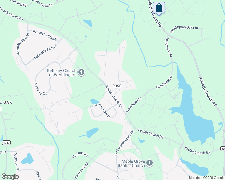 map of restaurants, bars, coffee shops, grocery stores, and more near 3824 Beulah Church Road in Matthews