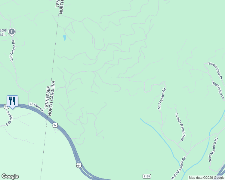 map of restaurants, bars, coffee shops, grocery stores, and more near 340 Lazy Country Cove Road in Murphy