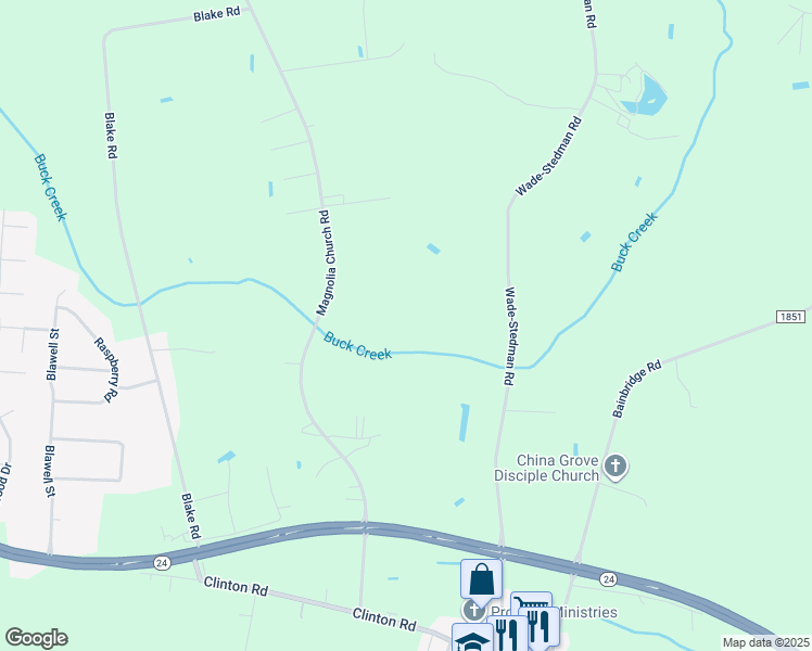 map of restaurants, bars, coffee shops, grocery stores, and more near 538 Magnolia Church Road in Stedman