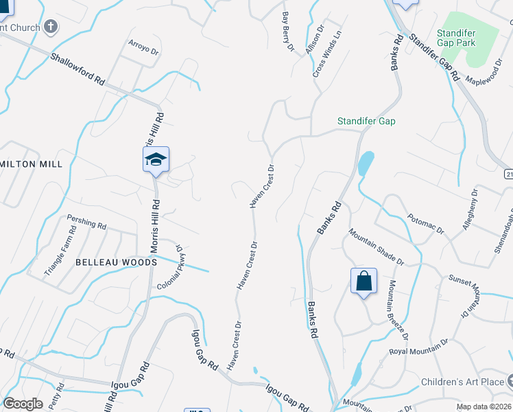 map of restaurants, bars, coffee shops, grocery stores, and more near 2209 Haven Crest Drive in Chattanooga