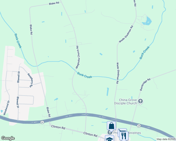map of restaurants, bars, coffee shops, grocery stores, and more near 530 Magnolia Church Road in Stedman