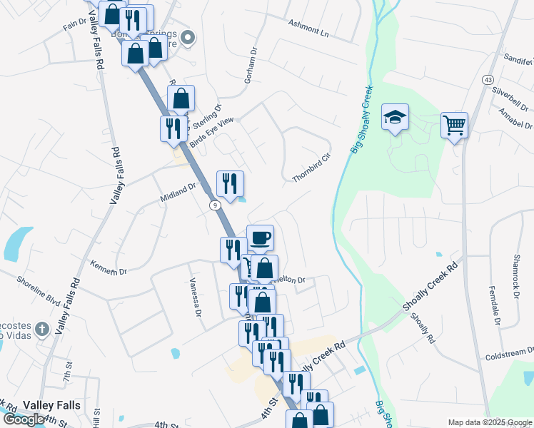 map of restaurants, bars, coffee shops, grocery stores, and more near in Boiling Springs