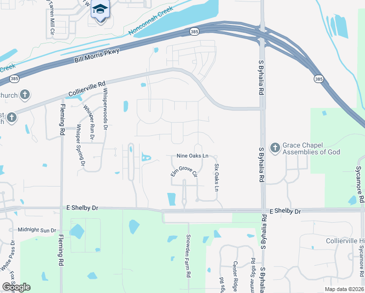 map of restaurants, bars, coffee shops, grocery stores, and more near 712 Cypress View Circle in Collierville