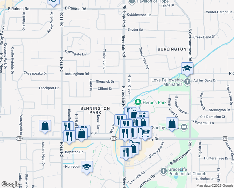 map of restaurants, bars, coffee shops, grocery stores, and more near 6928 Sauvignon Cove in Memphis