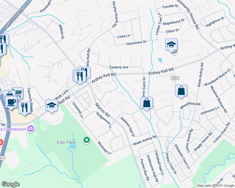 map of restaurants, bars, coffee shops, grocery stores, and more near 10763 Essex Hall Drive in Charlotte
