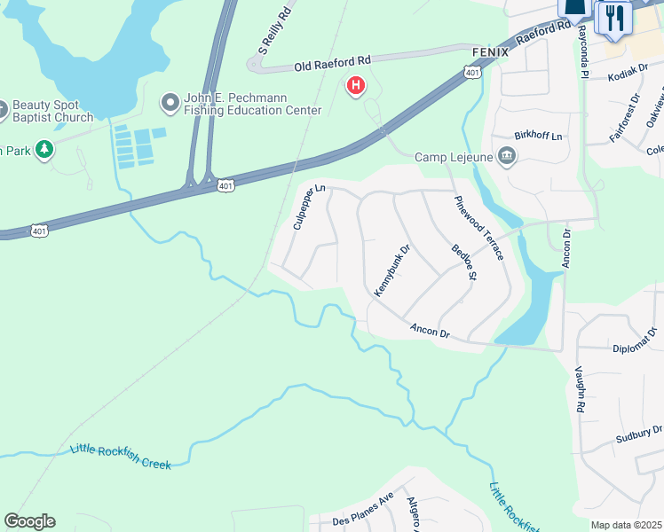 map of restaurants, bars, coffee shops, grocery stores, and more near 2057 Loganberry Drive in Fayetteville
