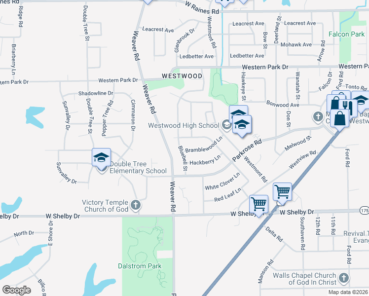 map of restaurants, bars, coffee shops, grocery stores, and more near 4525 Bluebell Street in Memphis