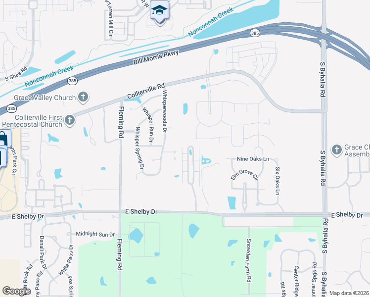 map of restaurants, bars, coffee shops, grocery stores, and more near 10824 Whisper Hollow Cove in Collierville