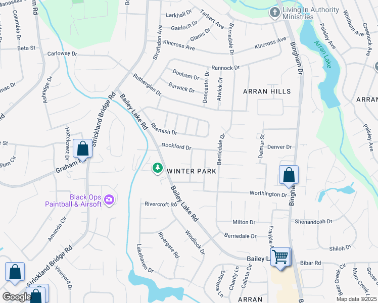 map of restaurants, bars, coffee shops, grocery stores, and more near 6404 Lorell Court in Fayetteville