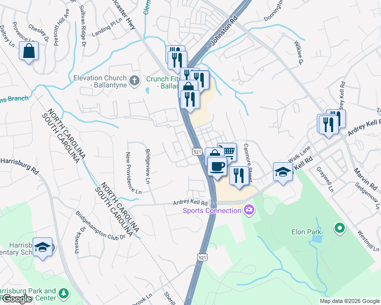 map of restaurants, bars, coffee shops, grocery stores, and more near in Charlotte