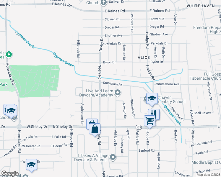 map of restaurants, bars, coffee shops, grocery stores, and more near 4527 Applegate Road in Memphis