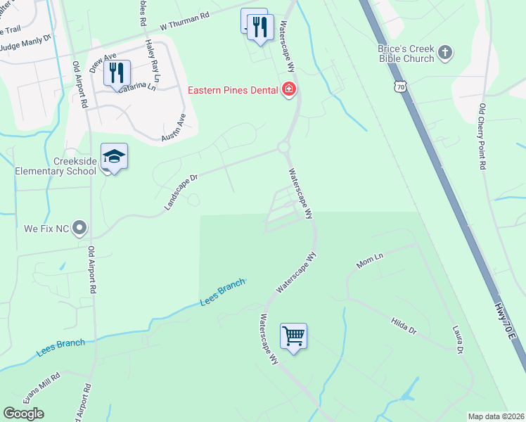 map of restaurants, bars, coffee shops, grocery stores, and more near 4024 Reunion Pointe Lane in New Bern