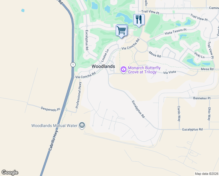 map of restaurants, bars, coffee shops, grocery stores, and more near 1658 Eucalyptus Road in Nipomo