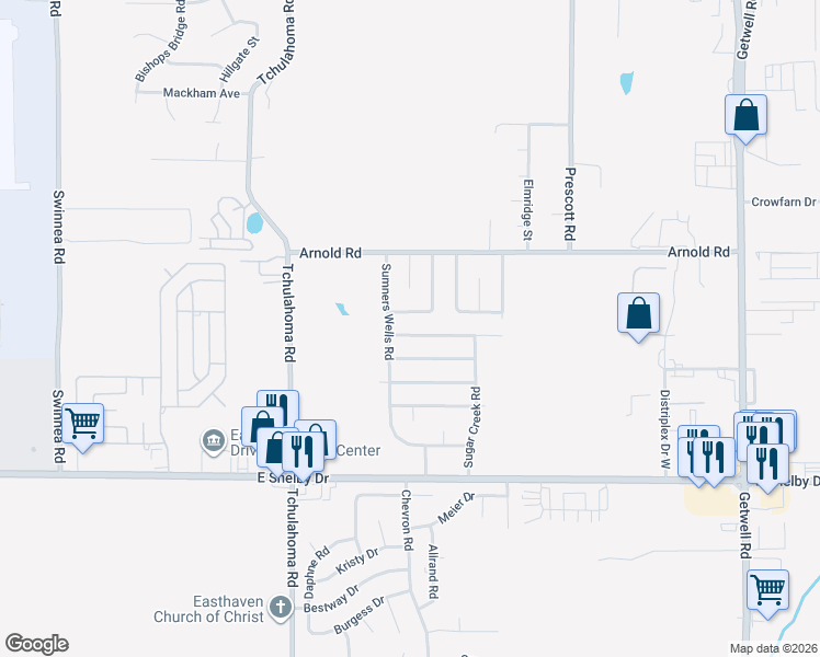 map of restaurants, bars, coffee shops, grocery stores, and more near 3395 Point Pleasant Avenue in Memphis