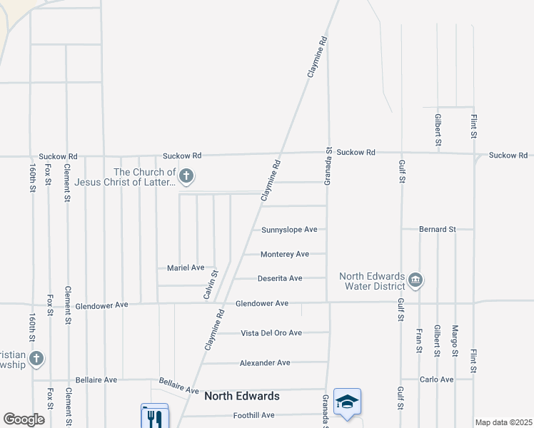 map of restaurants, bars, coffee shops, grocery stores, and more near 16720 Mountain View Avenue in North Edwards