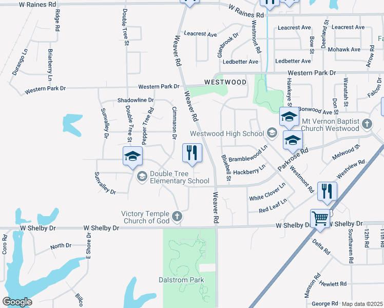 map of restaurants, bars, coffee shops, grocery stores, and more near 4539 Sundown Lane in Memphis