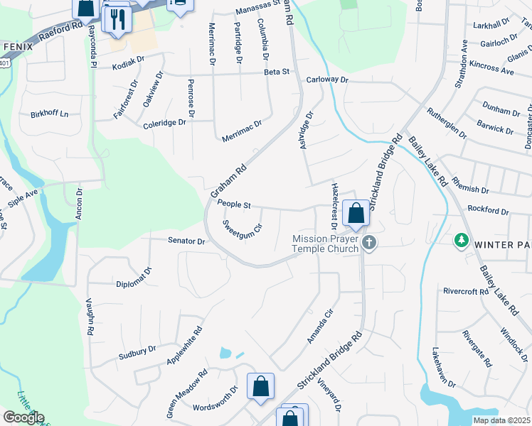 map of restaurants, bars, coffee shops, grocery stores, and more near 1644 Sweetgum Circle in Fayetteville
