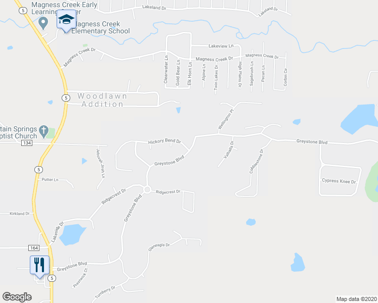 map of restaurants, bars, coffee shops, grocery stores, and more near 85 Greystone Boulevard in Cabot