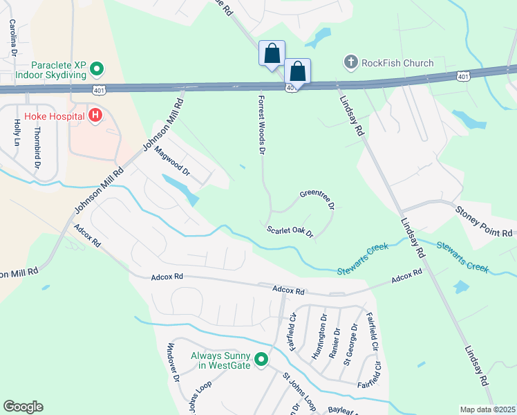 map of restaurants, bars, coffee shops, grocery stores, and more near 146 Scarlet Oak Drive in Raeford