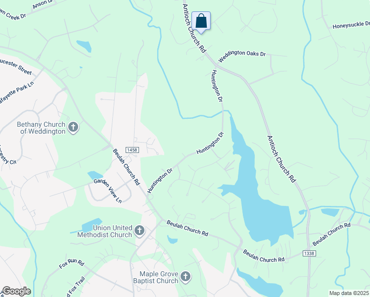 map of restaurants, bars, coffee shops, grocery stores, and more near 4109 Huntington Drive in Matthews
