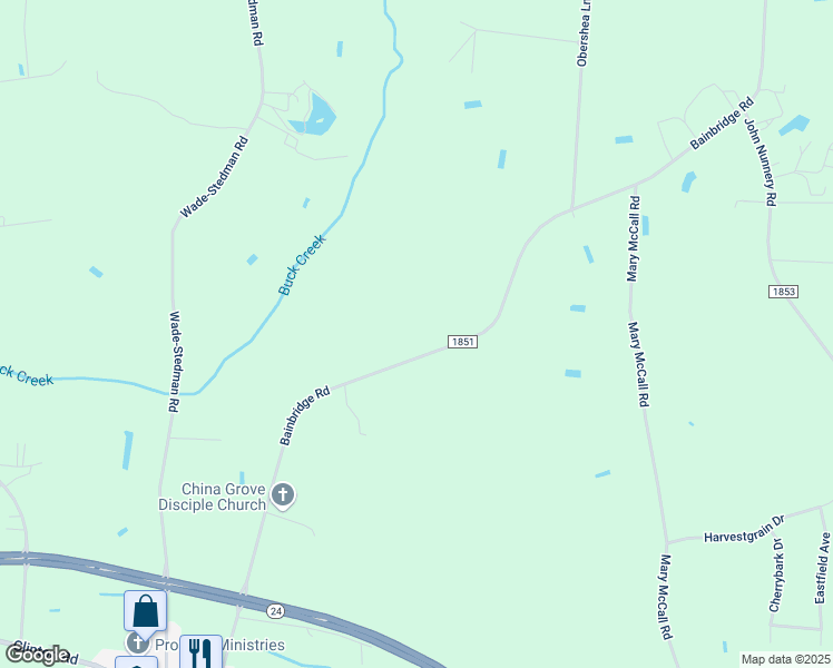 map of restaurants, bars, coffee shops, grocery stores, and more near 773 Bainbridge Road in Stedman