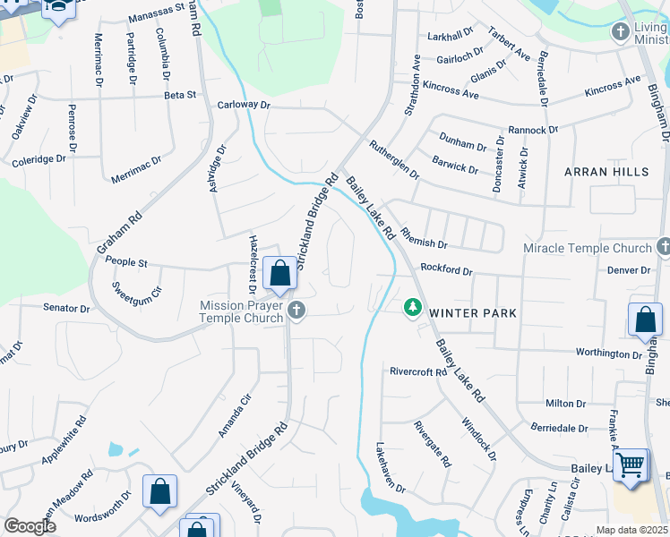 map of restaurants, bars, coffee shops, grocery stores, and more near 7358 Hyannis Drive in Fayetteville