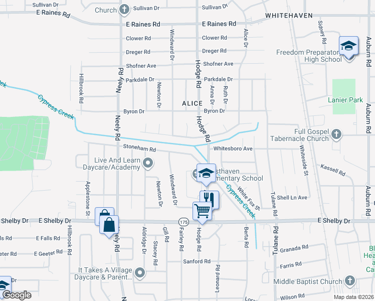 map of restaurants, bars, coffee shops, grocery stores, and more near 393 Whiteville Avenue in Memphis