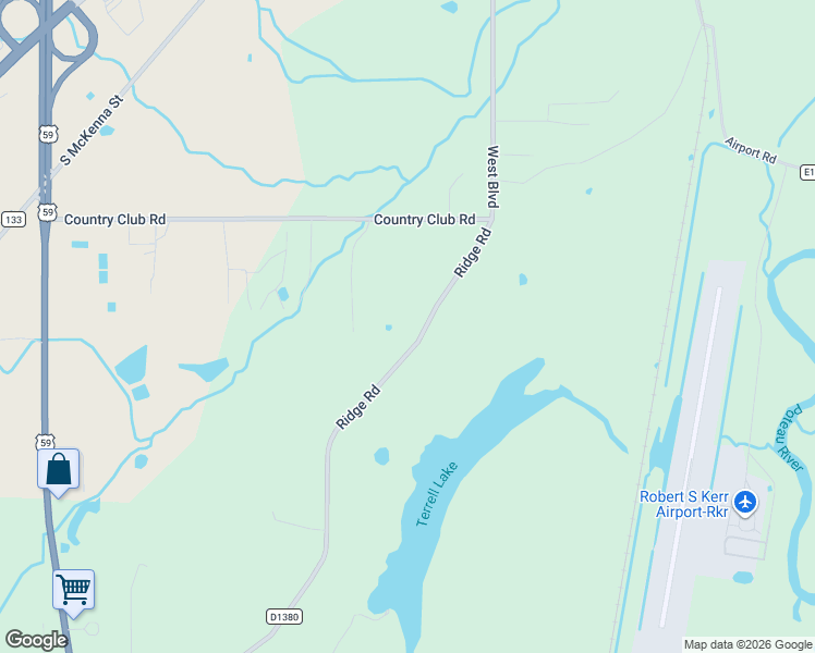 map of restaurants, bars, coffee shops, grocery stores, and more near 34127 Ridge Road in Poteau