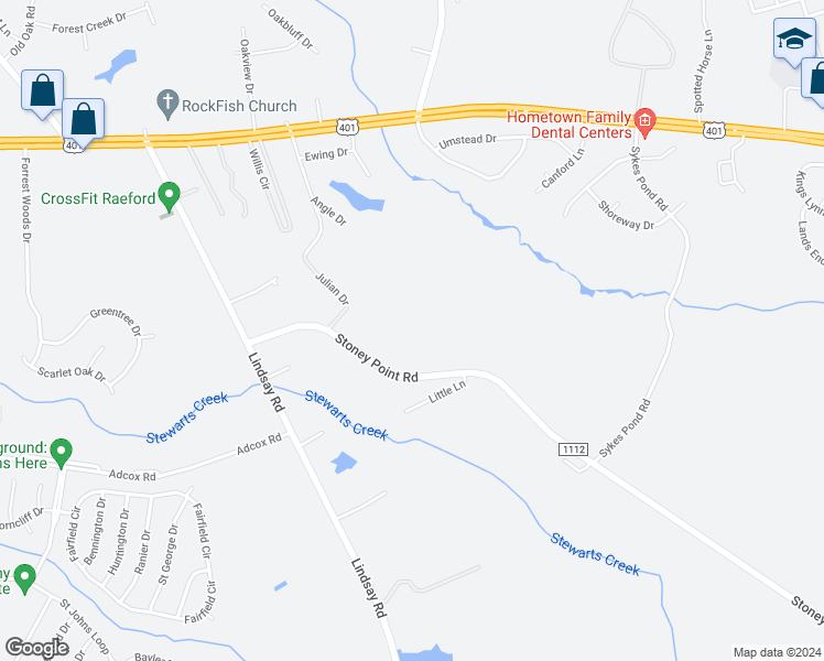 map of restaurants, bars, coffee shops, grocery stores, and more near 475 Stoney Point Road in Fayetteville