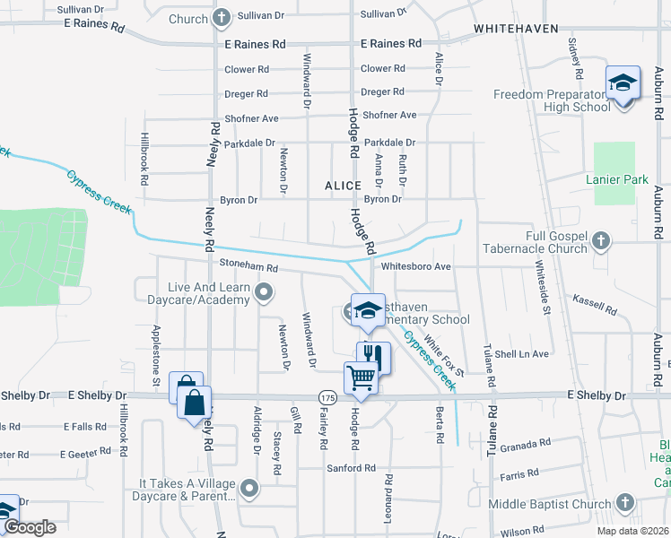 map of restaurants, bars, coffee shops, grocery stores, and more near 393 Whiteville Avenue in Memphis
