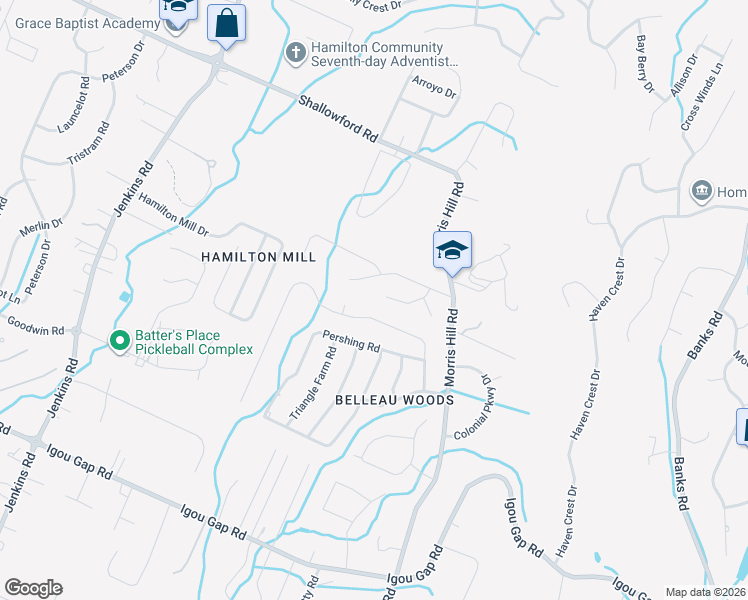 map of restaurants, bars, coffee shops, grocery stores, and more near 8500 Brandermill Lane in Chattanooga