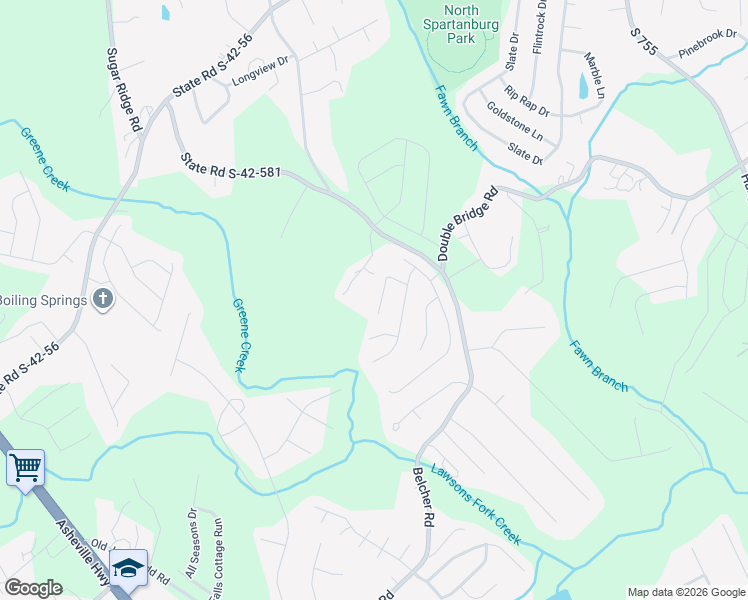 map of restaurants, bars, coffee shops, grocery stores, and more near 436 Risen Star Drive in Boiling Springs