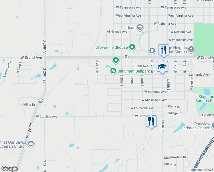 map of restaurants, bars, coffee shops, grocery stores, and more near 2116 Arizona Avenue in Chickasha