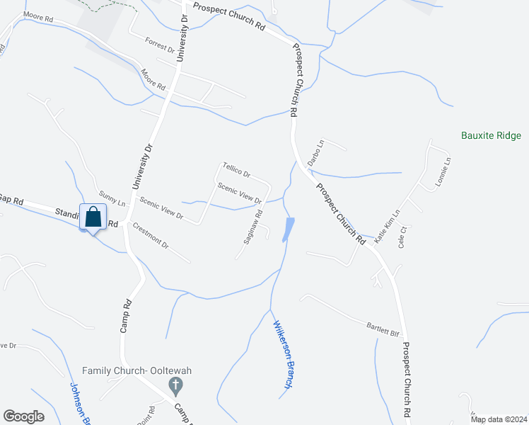 map of restaurants, bars, coffee shops, grocery stores, and more near 4986 Saginaw Road in Ooltewah