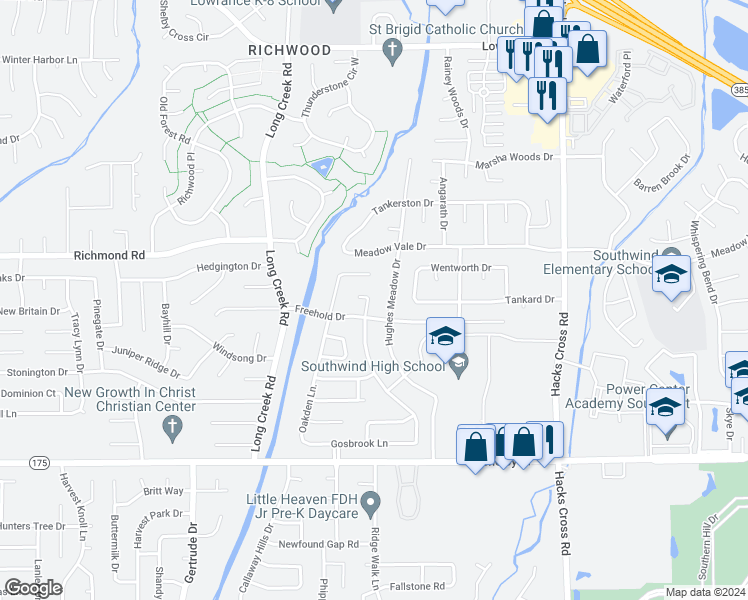 map of restaurants, bars, coffee shops, grocery stores, and more near 4490 Sweet Whisper Cove in Memphis