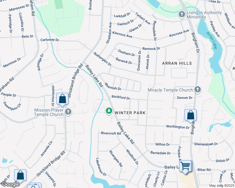 map of restaurants, bars, coffee shops, grocery stores, and more near 6464 Rockford Drive in Fayetteville
