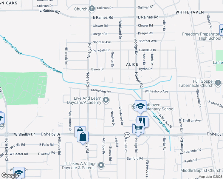 map of restaurants, bars, coffee shops, grocery stores, and more near 347 Whiteville Avenue in Memphis