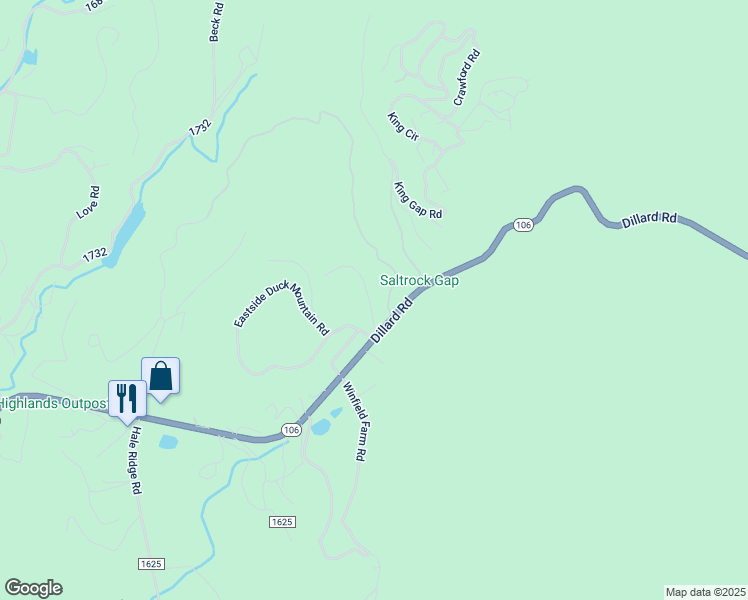 map of restaurants, bars, coffee shops, grocery stores, and more near 93 Cougar Ridge Ln in Macon