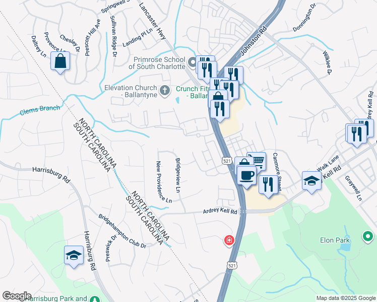 map of restaurants, bars, coffee shops, grocery stores, and more near 11511 Elizabeth Madison Court in Charlotte