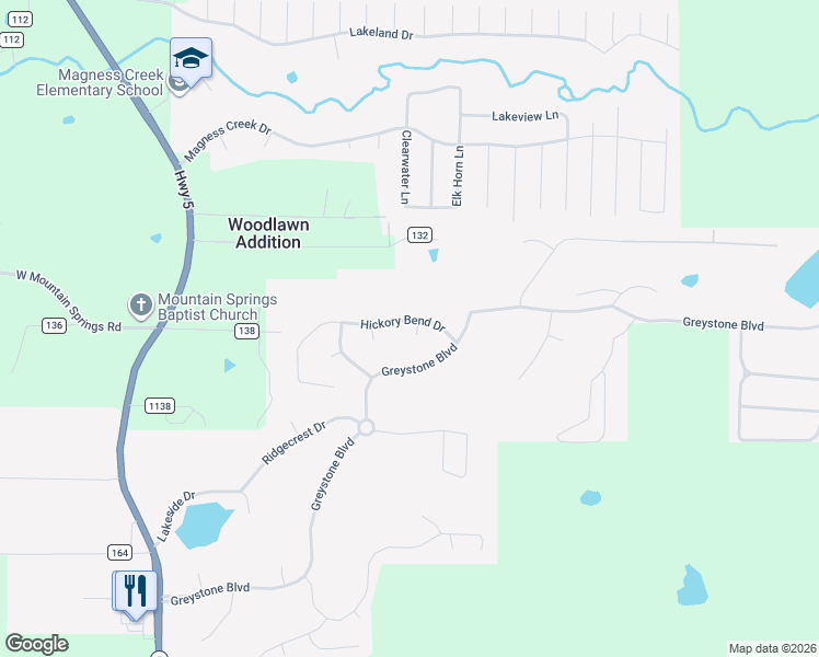 map of restaurants, bars, coffee shops, grocery stores, and more near 21 Hickory Bend Drive in Cabot