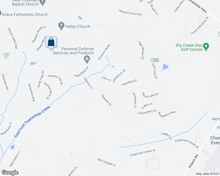map of restaurants, bars, coffee shops, grocery stores, and more near 2300 Damascus Drive in Monroe